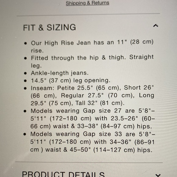 GAP Jeans High Rise Cheeky Straight NWOT - Picture 7 of 7